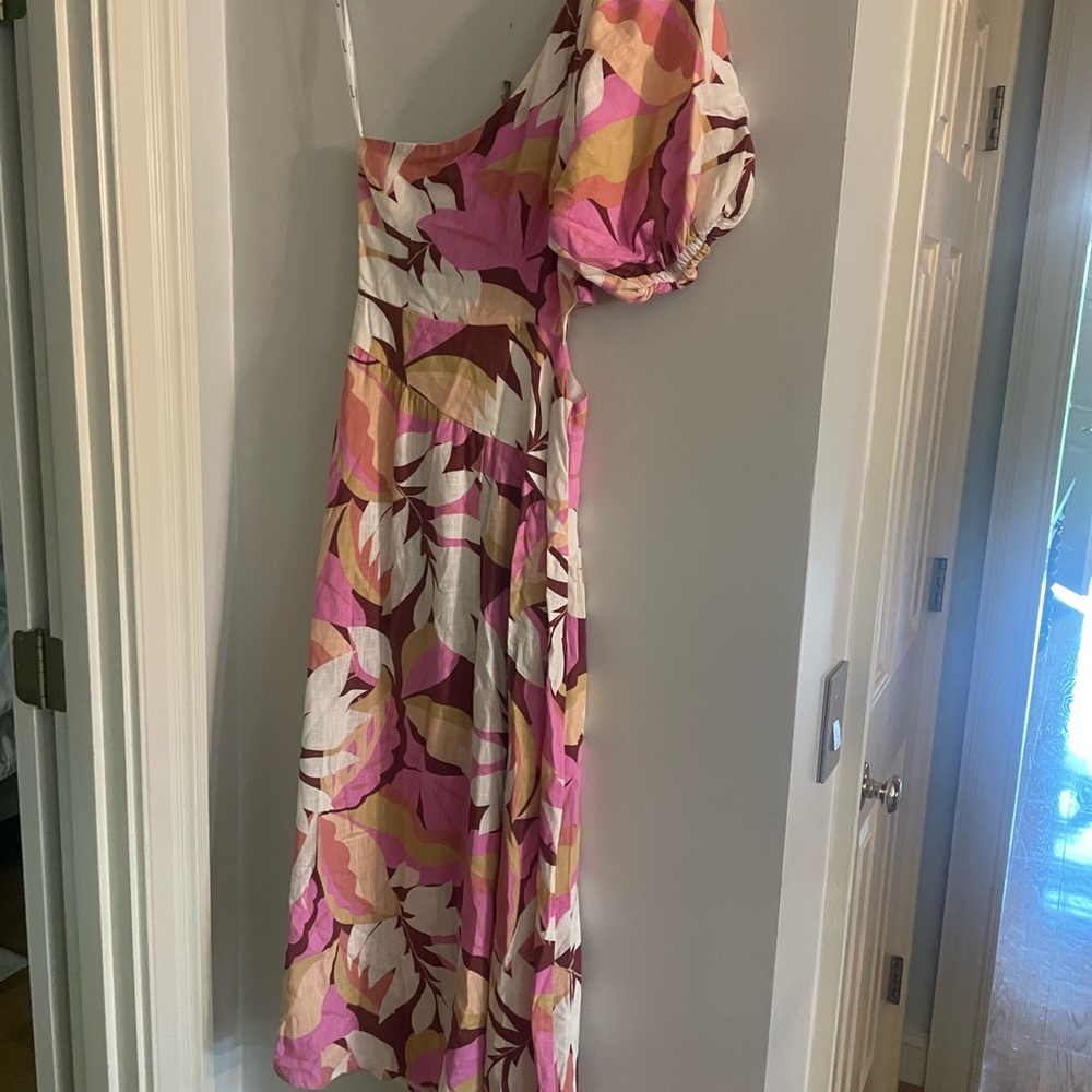 MINK PINK KALI ONE SHOULDER DRESS PINK/MULTI - Picture 3 of 6
